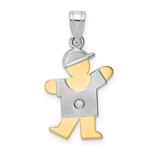 14k Two-tone Gold A Diamond Kid Pendant XK503A