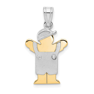 14k Two-tone Gold A Diamond Kid Pendant XK506A