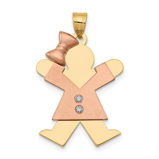 14k Two-tone Gold A Diamond Kid Pendant XK509A