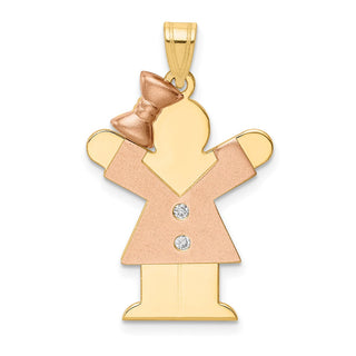 14k Two-tone Gold A Diamond Kid Pendant XK510A