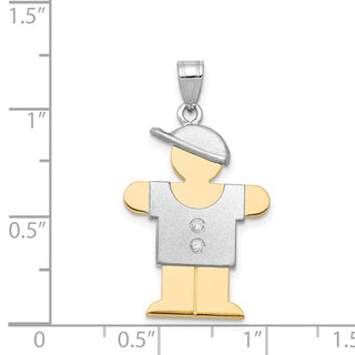 14k Two-tone Gold A Diamond Kid Pendant XK512A