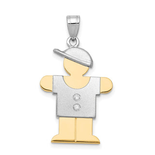 14k Two-tone Gold A Diamond Kid Pendant XK512A