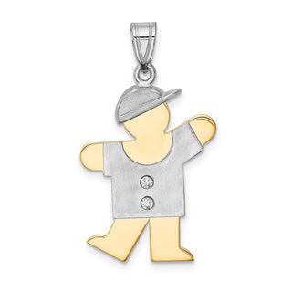 14k Two-tone Gold A Diamond Kid Pendant XK513A