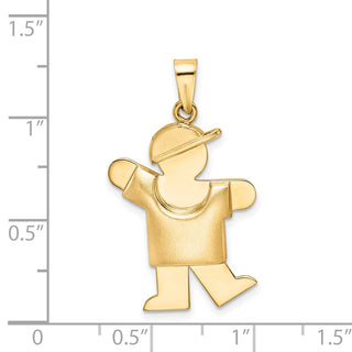 14k Yellow Gold Puffed Boy w/Hat On Left Pendant