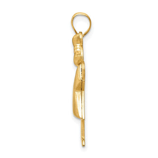 14k Yellow Gold Puffed Girl w/Bow On Right Pendant