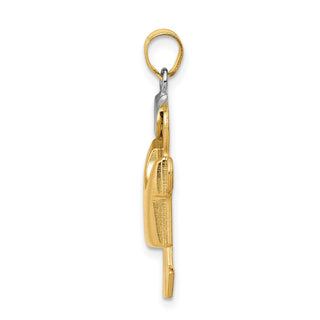 14k Yellow and White Gold Puffed Boy w/ Hat On Left Pendant XK571