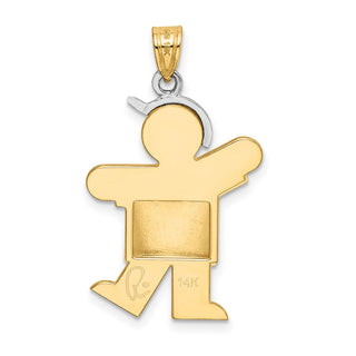 14k Yellow and White Gold Puffed Boy w/ Hat On Left Pendant XK571