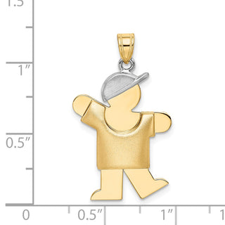 14k Yellow and White Gold Puffed Boy w/ Hat On Left Pendant XK571