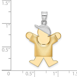 14k Yellow and White Gold Puffed Boy w/ Hat On Right Pendant XK572