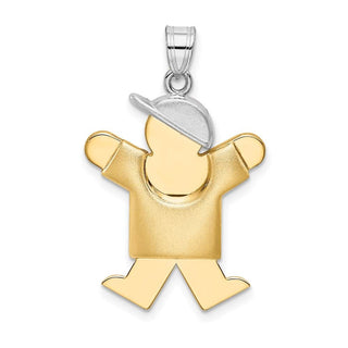 14k Yellow and White Gold Puffed Boy w/ Hat On Right Pendant XK572