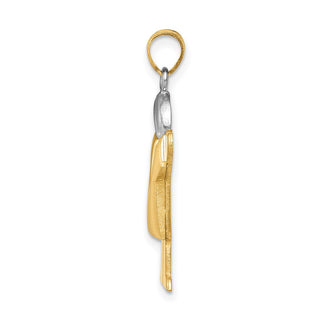 14k Yellow and White Gold Puffed Boy w/ Hat On Right Pendant XK573