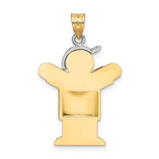 14k Yellow and White Gold Puffed Boy w/ Hat On Right Pendant XK573