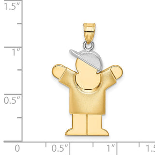 14k Yellow and White Gold Puffed Boy w/ Hat On Right Pendant XK573