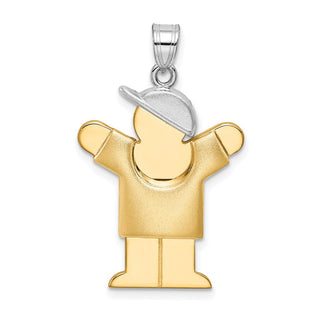 14k Yellow and White Gold Puffed Boy w/ Hat On Right Pendant XK573