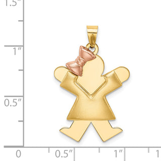 14k Yellow and Rose Gold Puffed Girl w/ Bow On Left Pendant XK576