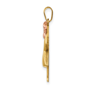 14k Yellow and Rose Gold Puffed Girl w/ Bow On Left Pendant XK577