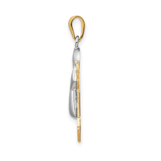14k Yellow and White Gold Puffed Boy w/ Hat On Right Pendant XK579