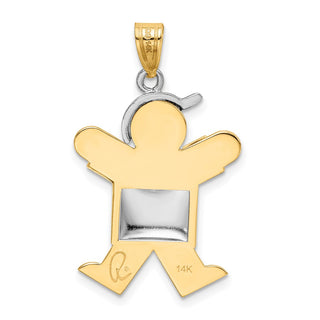 14k Yellow and White Gold Puffed Boy w/ Hat On Right Pendant XK579