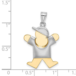 14k Yellow and White Gold Puffed Boy w/ Hat On Right Pendant XK579