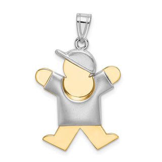 14k Yellow and White Gold Puffed Boy w/ Hat On Right Pendant XK579