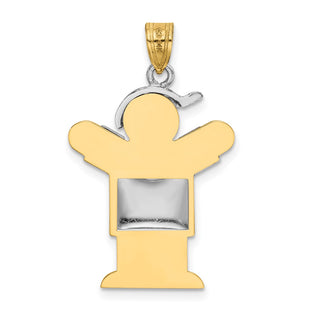 14k Yellow and White Gold Puffed Boy w/ Hat On Right Pendant XK580