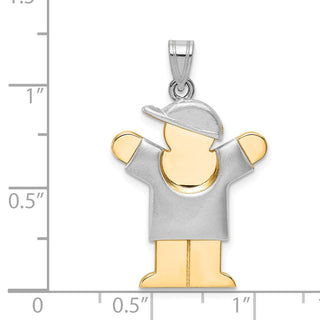 14k Yellow and White Gold Puffed Boy w/ Hat On Right Pendant XK580