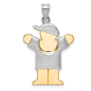 14k Yellow and White Gold Puffed Boy w/ Hat On Right Pendant XK580