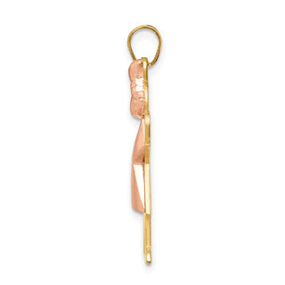14k Yellow and Rose Gold Puffed Girl w/ Bow On Right Pendant