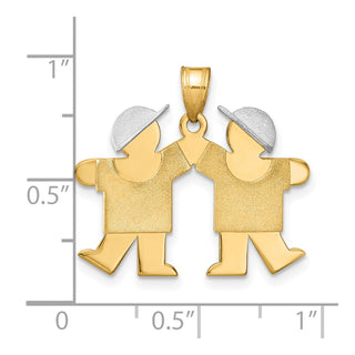14k Yellow and White Gold Small Double Boys Pendant XK591