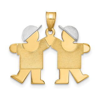 14k Yellow and White Gold Small Double Boys Pendant XK591
