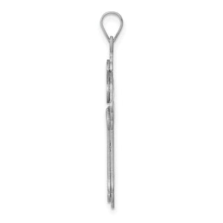 14k White Gold Fleur De Lis Cross Pendant XK593