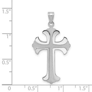 14k White Gold Fleur De Lis Cross Pendant XK593