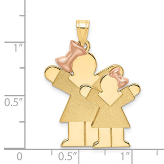 14k Yellow and Rose Gold Big Girl and Little Girl Pendant XK636