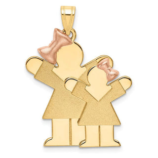 14k Yellow and Rose Gold Big Girl and Little Girl Pendant XK636