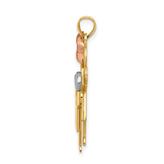 14k Yellow, White and Rose Gold Big Girl and Little Boy Pendant XK637