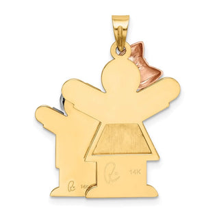 14k Yellow, White and Rose Gold Big Girl and Little Boy Pendant XK637