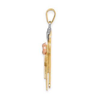 14k Yellow, White and Rose Gold Big Boy and Little Girl Pendant XK638