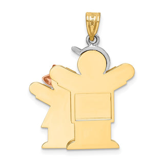 14k Yellow, White and Rose Gold Big Boy and Little Girl Pendant XK638
