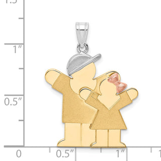 14k Yellow, White and Rose Gold Big Boy and Little Girl Pendant XK638