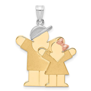 14k Yellow, White and Rose Gold Big Boy and Little Girl Pendant XK638