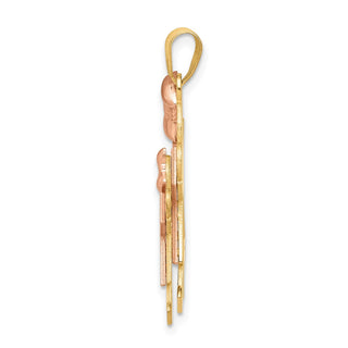 14k Yellow and Rose Gold Big Girl and Little Girl Pendant XK640