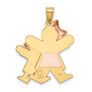 14k Yellow and Rose Gold Big Girl and Little Girl Pendant XK640
