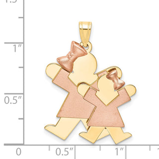 14k Yellow and Rose Gold Big Girl and Little Girl Pendant XK640