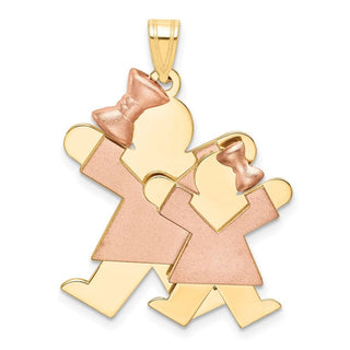14k Yellow and Rose Gold Big Girl and Little Girl Pendant XK640