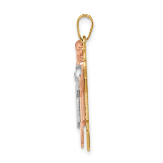 14k Yellow, White and Rose Gold Big Girl and Little Boy Pendant XK641