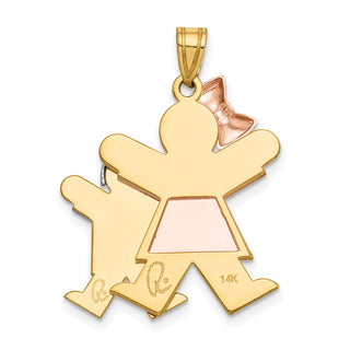 14k Yellow, White and Rose Gold Big Girl and Little Boy Pendant XK641