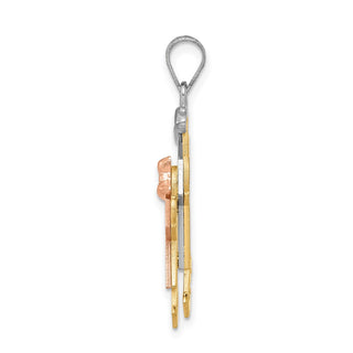 14k Yellow, White and Rose Gold Big Boy and Little Girl Pendant XK642