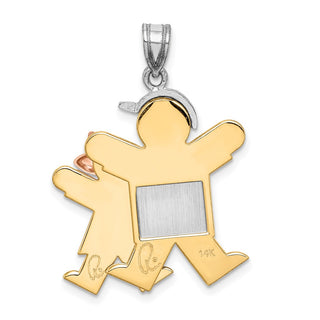 14k Yellow, White and Rose Gold Big Boy and Little Girl Pendant XK642
