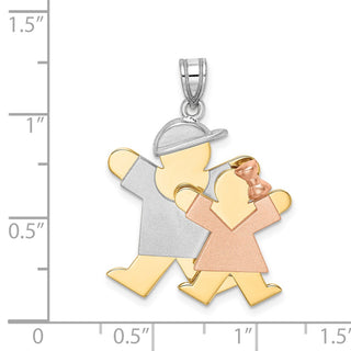 14k Yellow, White and Rose Gold Big Boy and Little Girl Pendant XK642