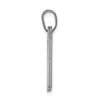 14k White Gold Solid Satin Chai Pendant
